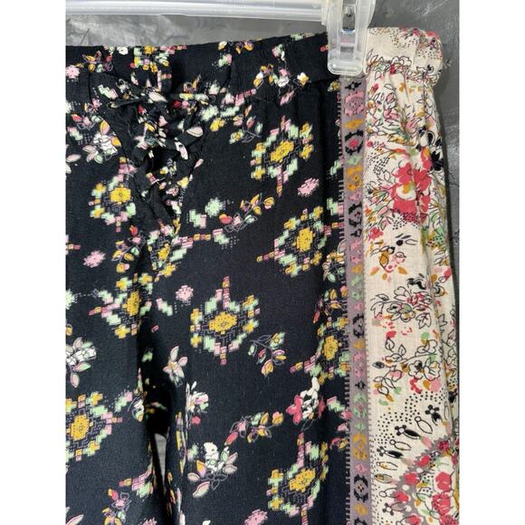 Billabong XL Pants Flowy Contrast Color Panel Boho Floral Print Wide Flare Leg - Picture 5 of 8